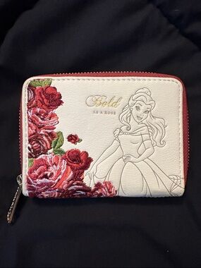 Loungefly Disney Belle Rose Embroidered Zip Wallet - White & Red